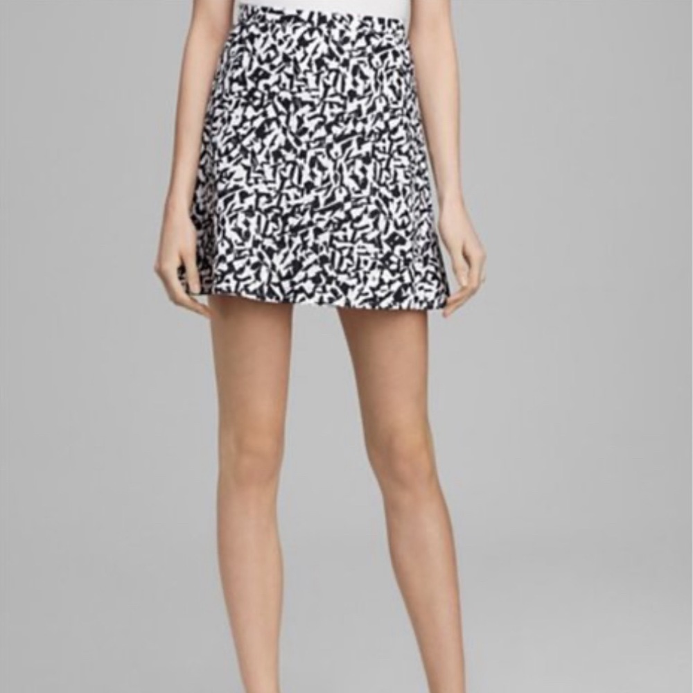 THEORY Lonati Women Mini-Skirt Pescara Cotton Lined Black/White Eyelet Size 4